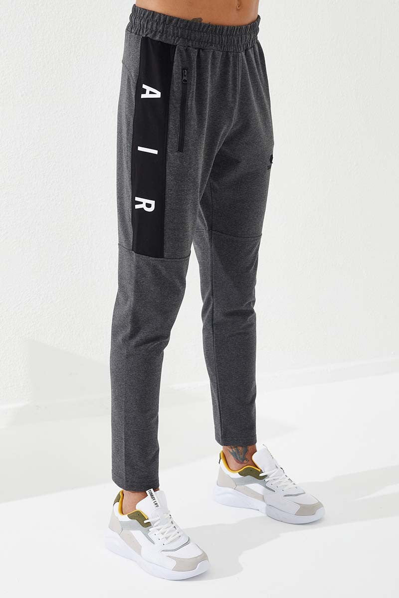 TMY Anthracite Melange Zippered Pocket Slim Fit Narrow Leg Men's Sweatpants - 84781 - Royal Leamington Spa
