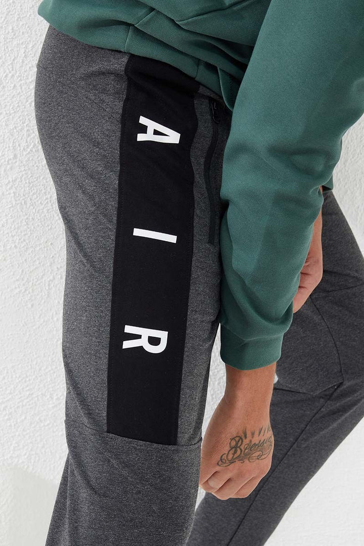 TMY Anthracite Melange Zippered Pocket Slim Fit Narrow Leg Men's Sweatpants - 84781 - Royal Leamington Spa