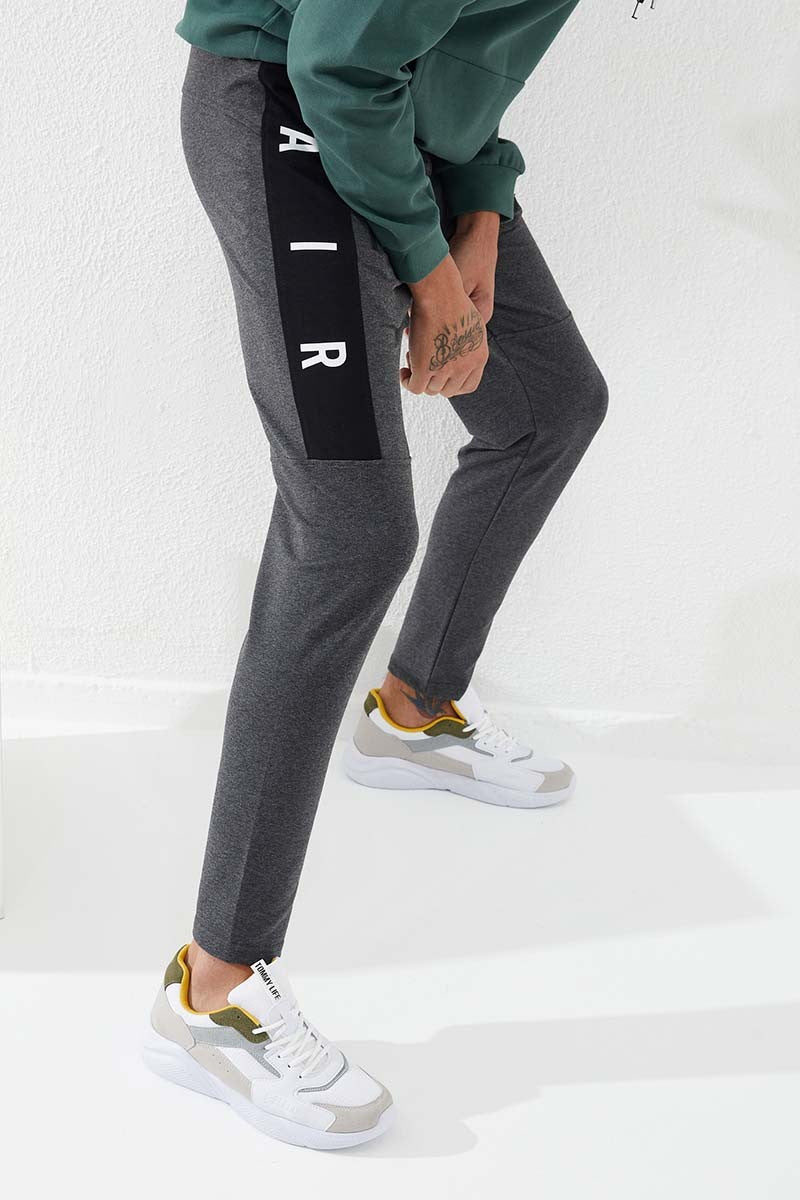 TMY Anthracite Melange Zippered Pocket Slim Fit Narrow Leg Men's Sweatpants - 84781 - Royal Leamington Spa