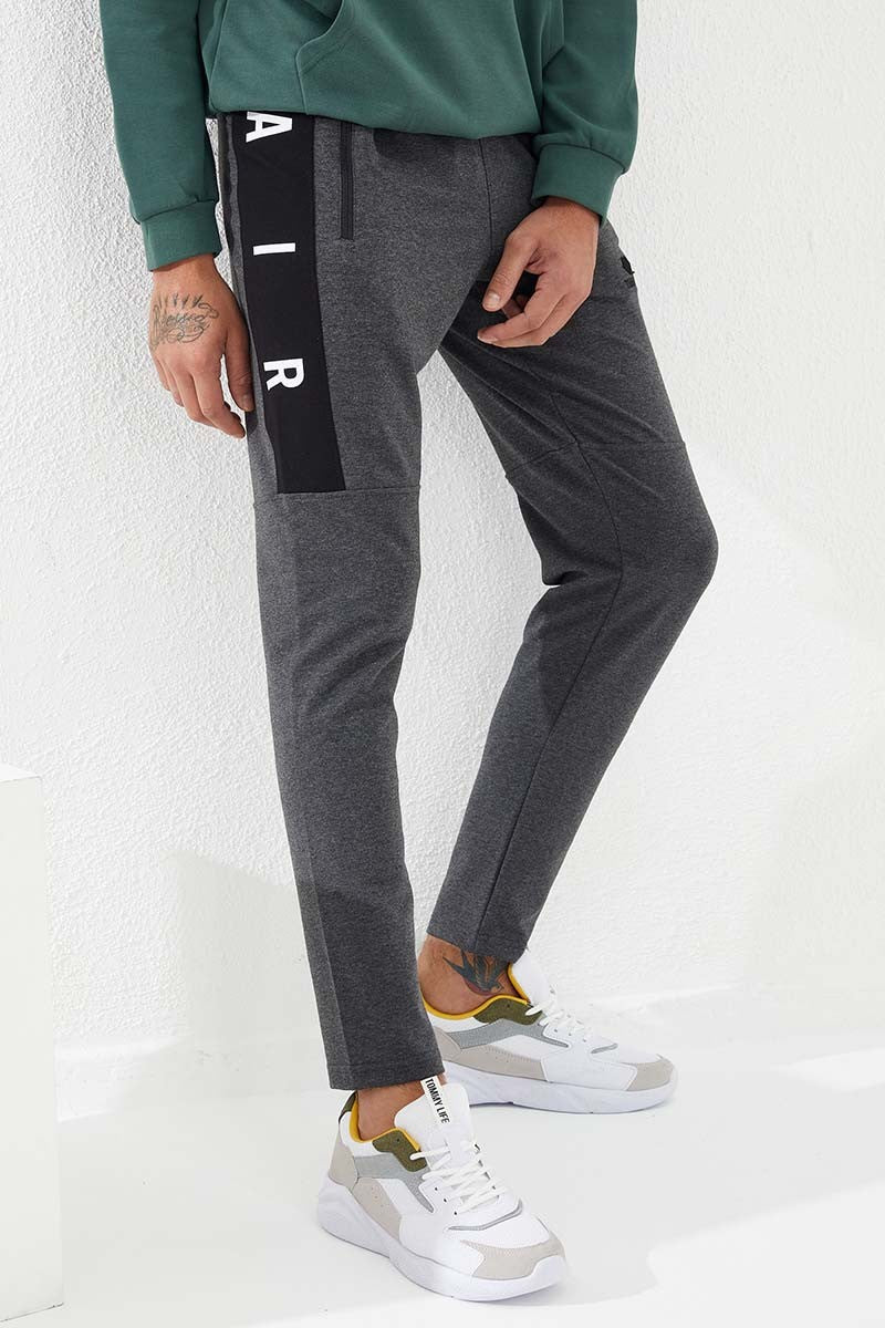 TMY Anthracite Melange Zippered Pocket Slim Fit Narrow Leg Men's Sweatpants - 84781 - Royal Leamington Spa