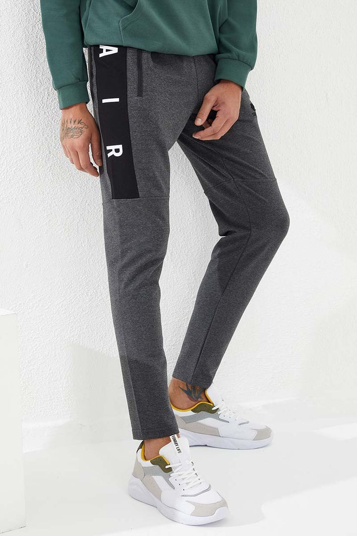 TMY Anthracite Melange Zippered Pocket Slim Fit Narrow Leg Men's Sweatpants - 84781 - Royal Leamington Spa