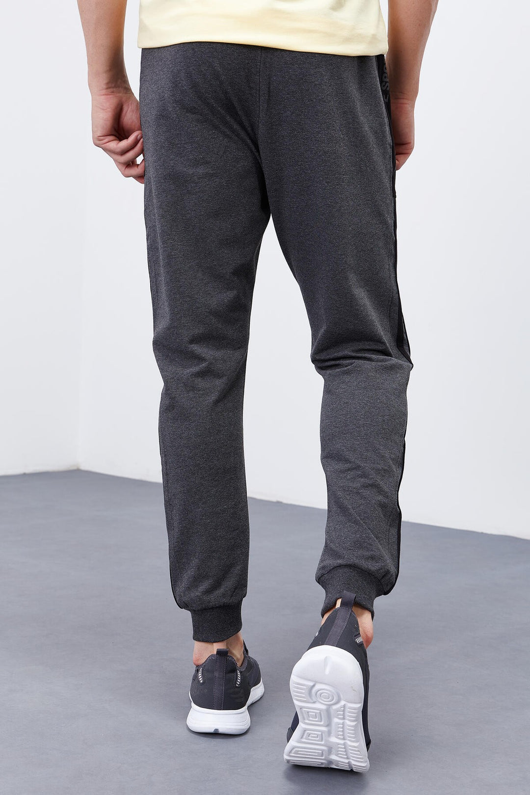 TMY Anthracite Melange Double Striped Standard Mold Jogger Men's Sweatpants - 84694 - Cosamaloapan