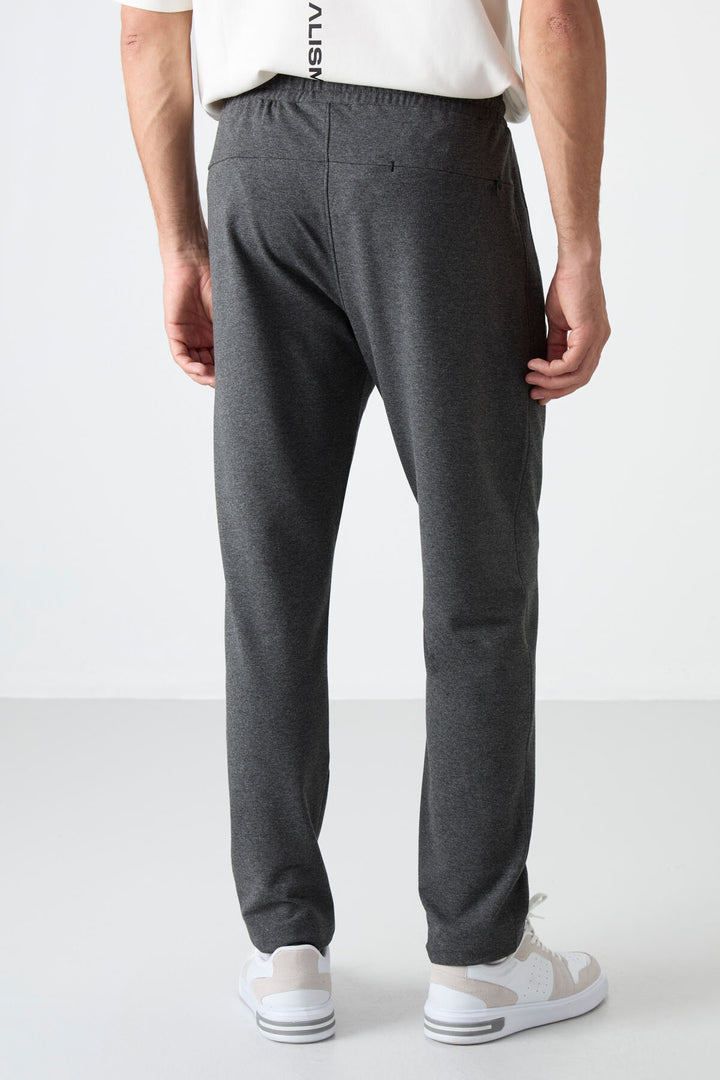 TMY Anthracite Melange Zippered Three-Pocket Slim Fit Classic Cuff Men's Sweatpants - 84671 - Aalst