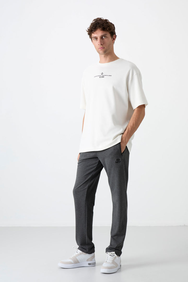 TMY Anthracite Melange Zippered Three-Pocket Slim Fit Classic Cuff Men's Sweatpants - 84671 - Aalst