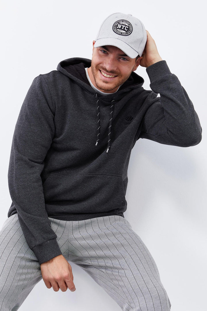 TMY Anthracite Melange Kangaroo Pocket Standard Fit Hooded Men's Sweatshirt - 87872 - Schiedam