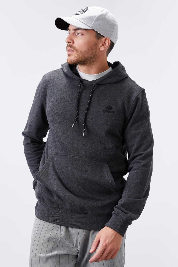 TMY Anthracite Melange Kangaroo Pocket Standard Fit Hooded Men's Sweatshirt - 87872 - Schiedam