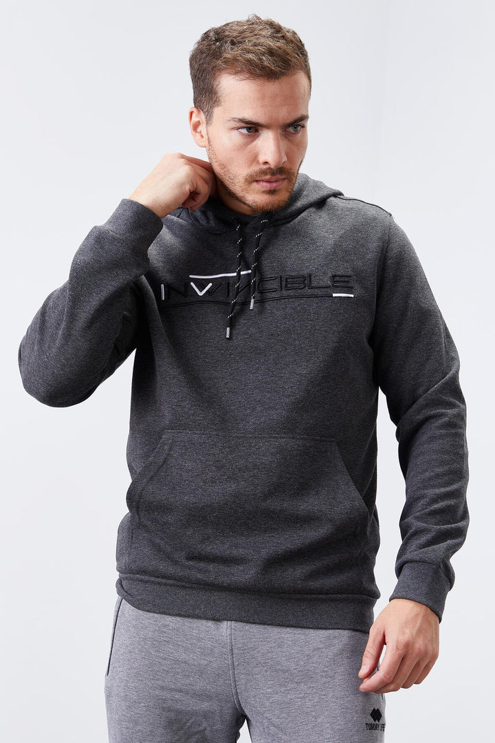 TMY Anthracite Melange Kangaroo Pocket Standard Fit Hooded Men's Sweatshirt - 87883 - Burnsville