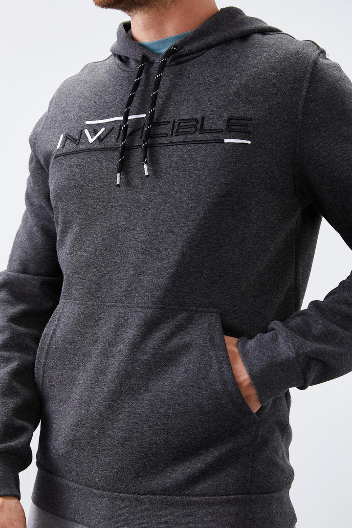 TMY Anthracite Melange Kangaroo Pocket Standard Fit Hooded Men's Sweatshirt - 87883 - Burnsville