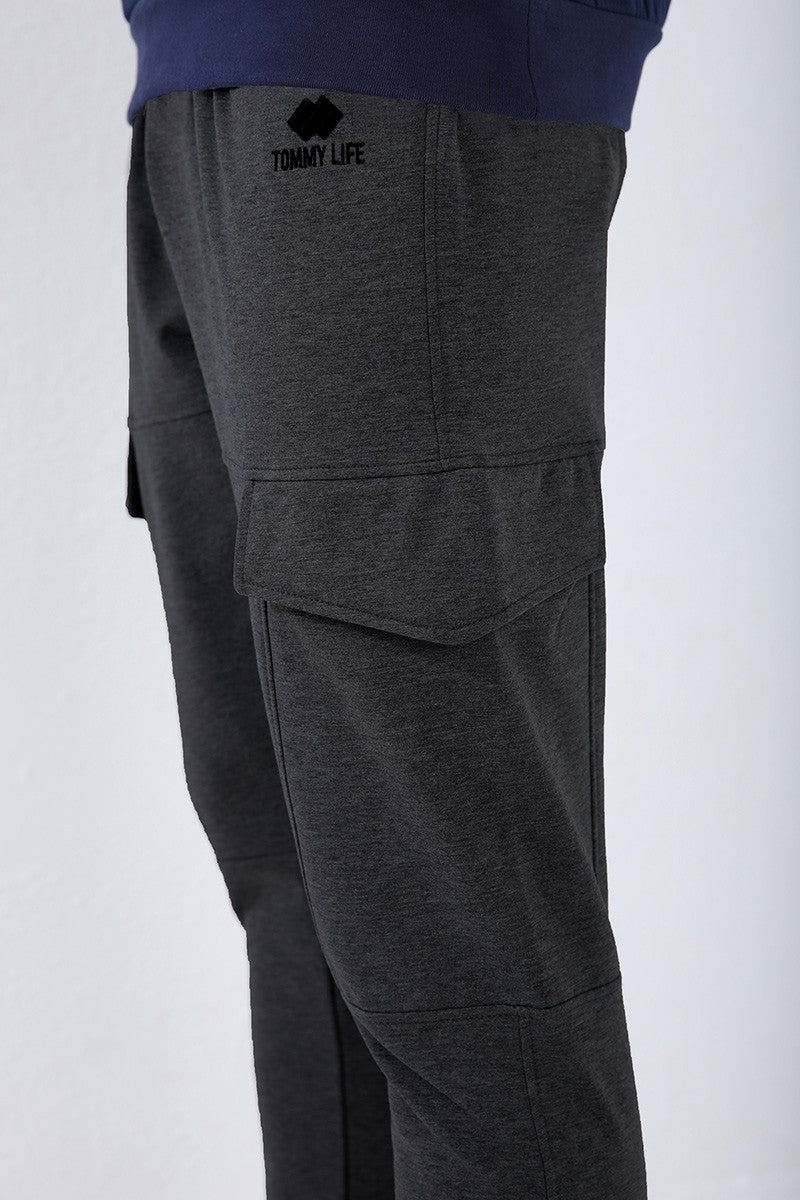 TMY Anthracite Melange Cargo Pocket Slim Fit Jogger Men's Sweatpants - 84796 - Calpulalpan