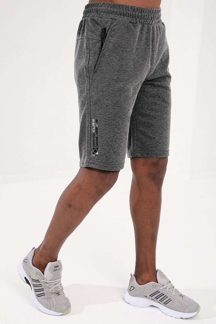 TMY Anthracite Melange Men's Shorts with Zipper Pocket Detail and Drawstring - 81202 - Nelson
