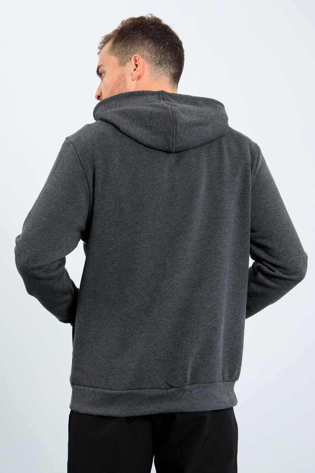 TMY Anthracite Melange Standard Fit Hooded Men's Sweatshirt with Embroidered Text - 87838 - Mooresville