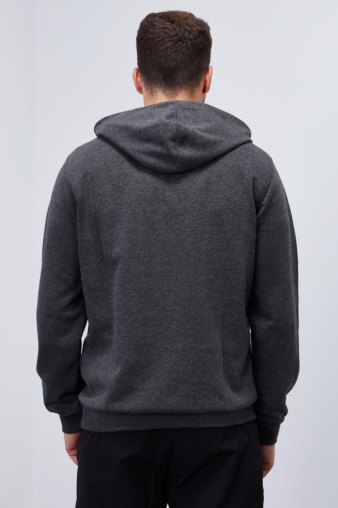 TMY Anthracite Melange Standard Fit Hooded Men's Sweatshirt with Embroidered Text - 87887 - Vila Franca de Xira