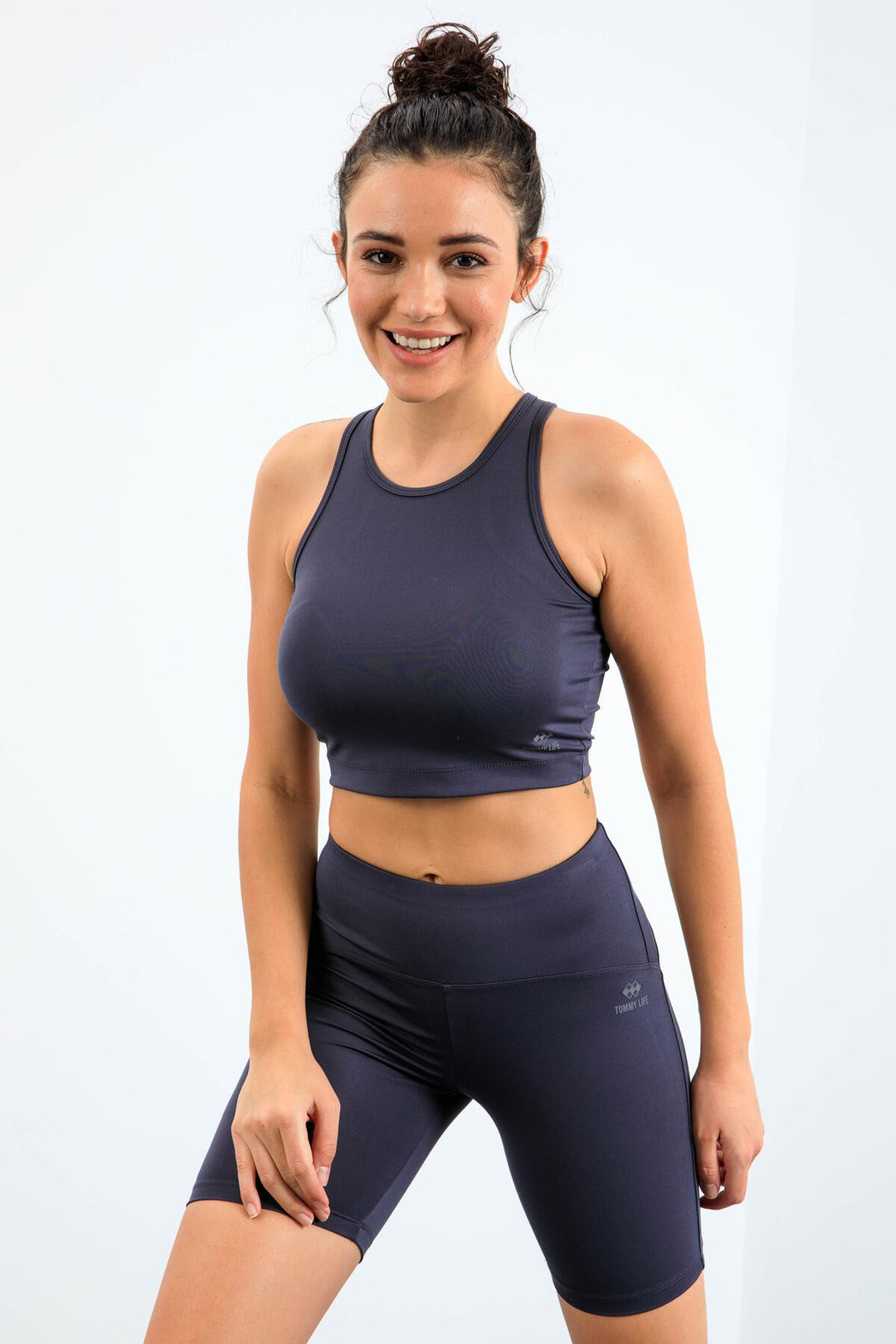 TMY Anthracite مجموعة طماق نسائية عالية الخصر متجمعة بقصة ضيقة - 95302 - Lutsk