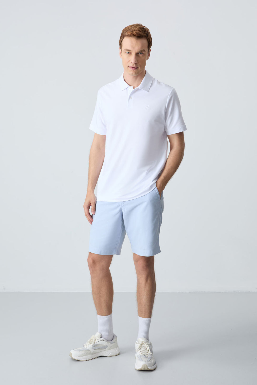 TMY White Basic Chest Logo Standard Fit Knit Polo Collar Men's T-Shirt - 87768 - Exeter