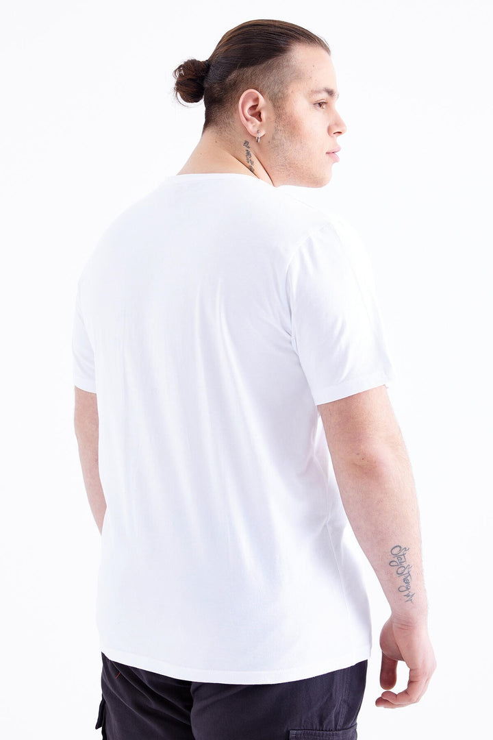 TMY White Basic Short Sleeve Crew Neck Plus Size Men's T-Shirt - 88072 - Pachuca