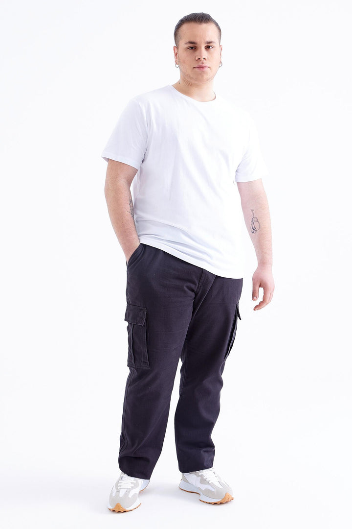 TMY White Basic Short Sleeve Crew Neck Plus Size Men's T-Shirt - 88072 - Pachuca
