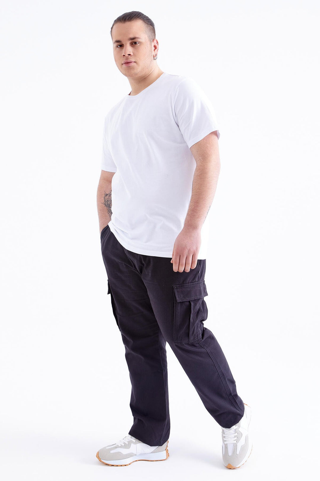 TMY White Basic Short Sleeve Crew Neck Plus Size Men's T-Shirt - 88072 - Pachuca