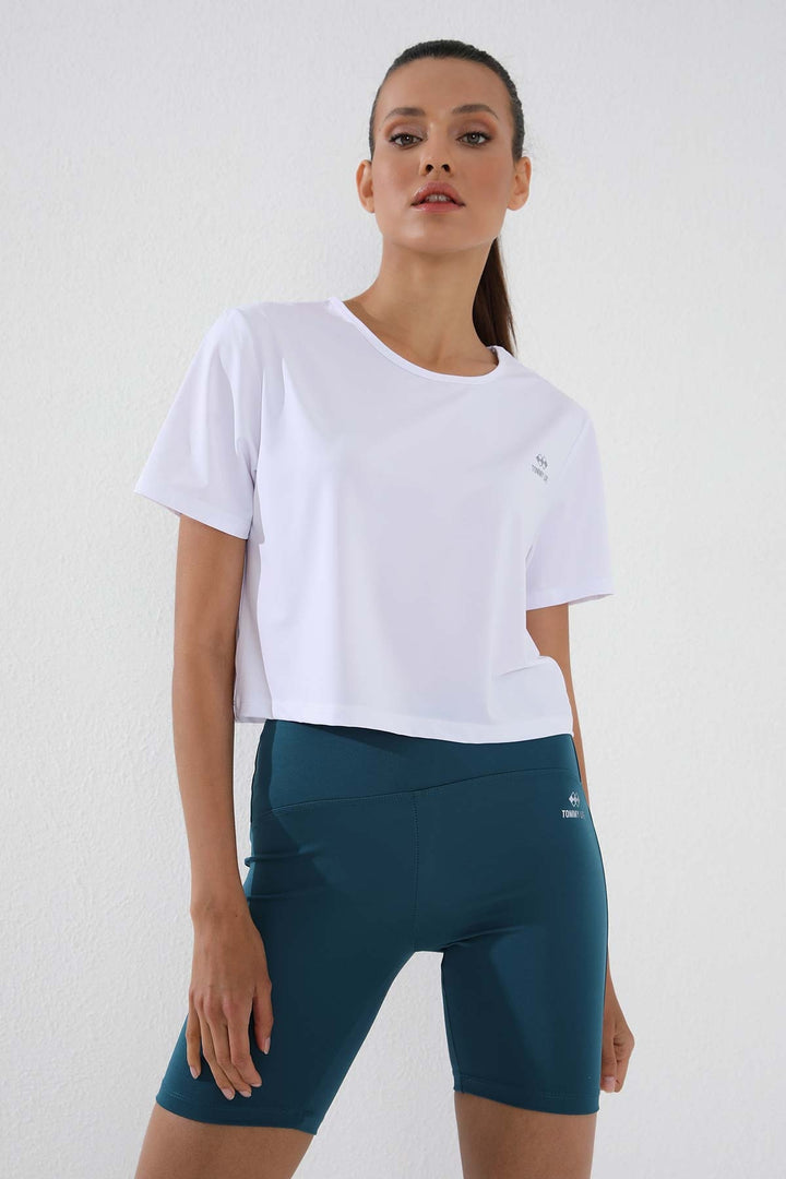 TMY White Basic Short Sleeve Standard Fit O Neck Women's Crop Top T-Shirt - 97143 - Mahilyow