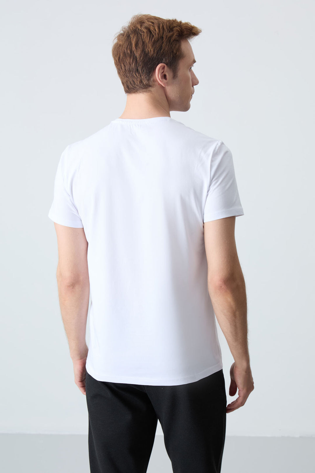 TMY White Basic Short Sleeve Standard Fit V-Neck Men's T-Shirt - 87912 - Tilburg