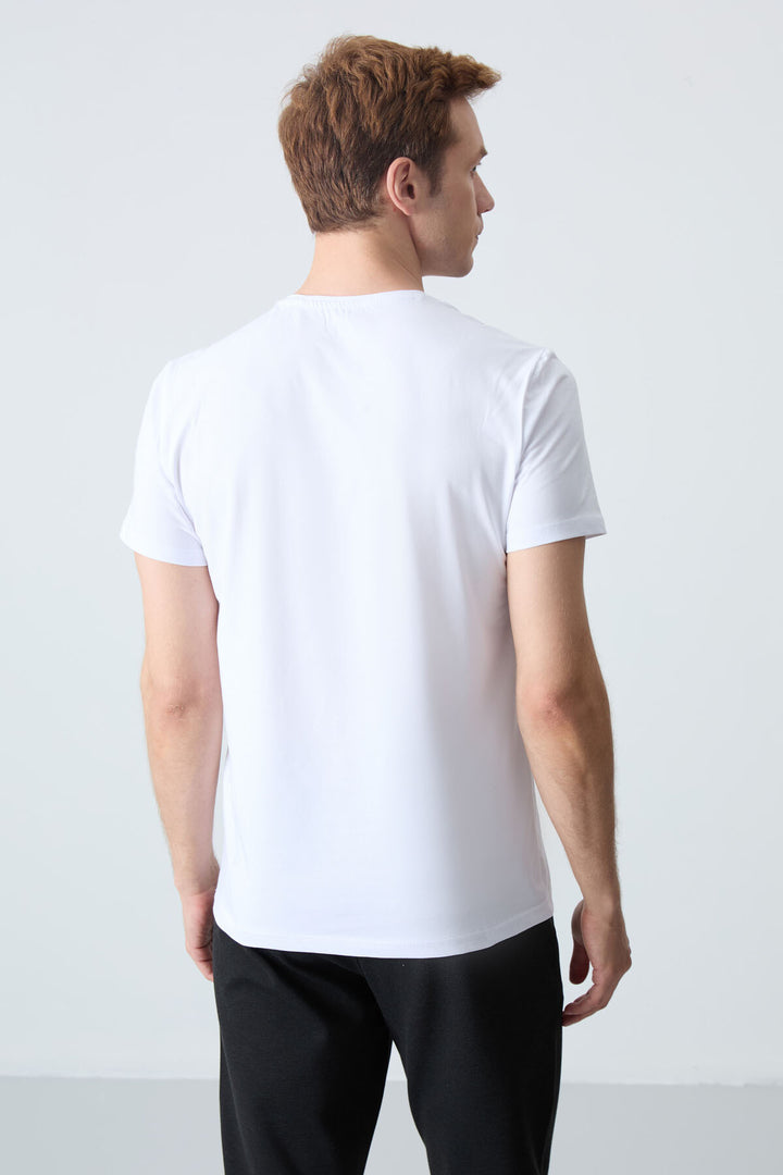 TMY White Basic Short Sleeve Standard Fit V-Neck Men's T-Shirt - 87912 - Tilburg