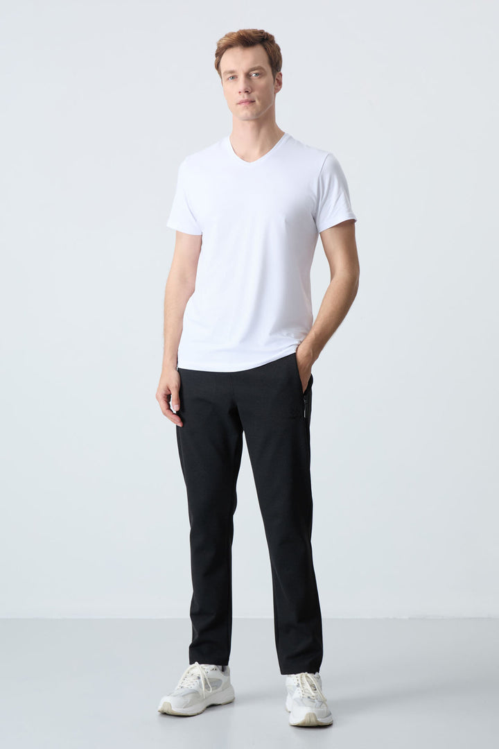 TMY White Basic Short Sleeve Standard Fit V-Neck Men's T-Shirt - 87912 - Tilburg