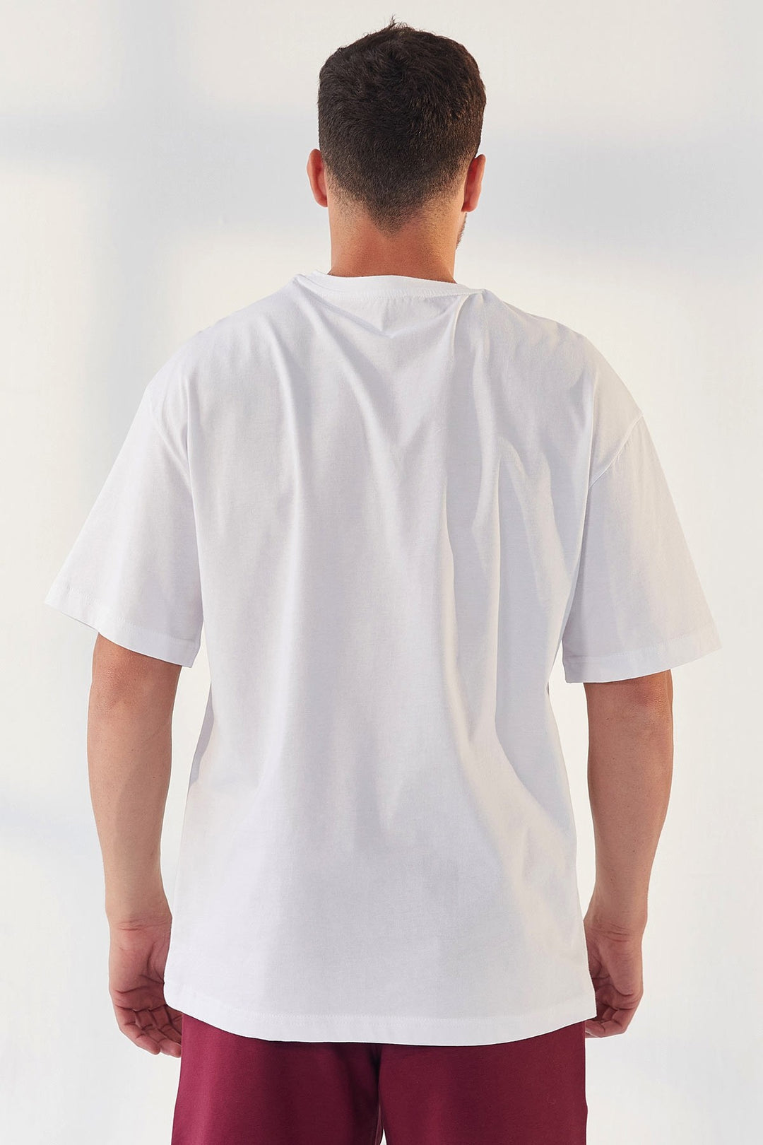 TMY White Printed O Neck Men's Oversize T-Shirt - 87984 - Pontevedra