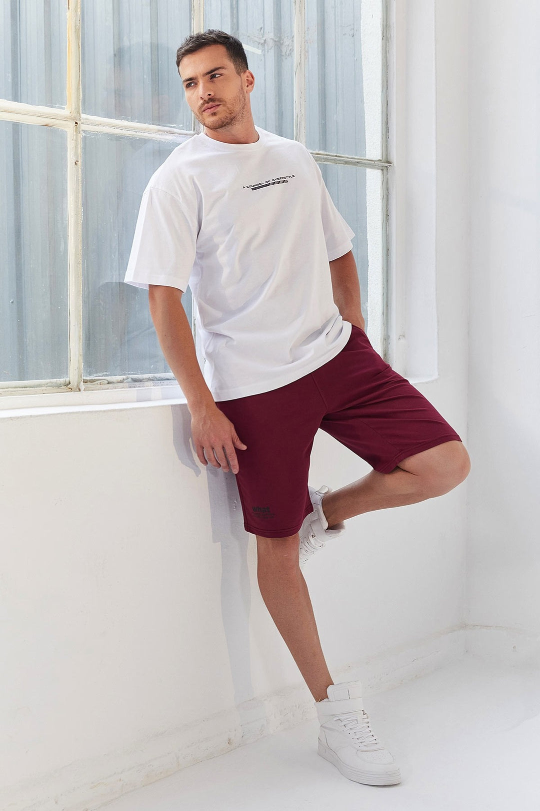 TMY White Printed O Neck Men's Oversize T-Shirt - 87984 - Pontevedra