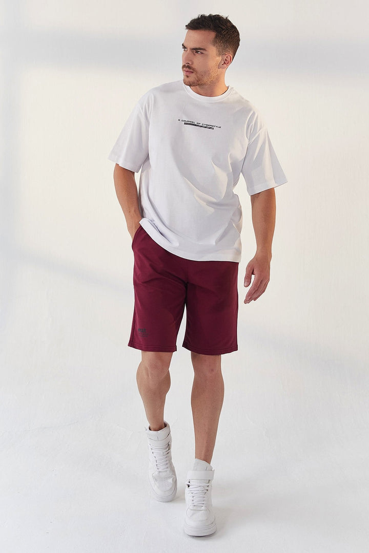 TMY White Printed O Neck Men's Oversize T-Shirt - 87984 - Pontevedra