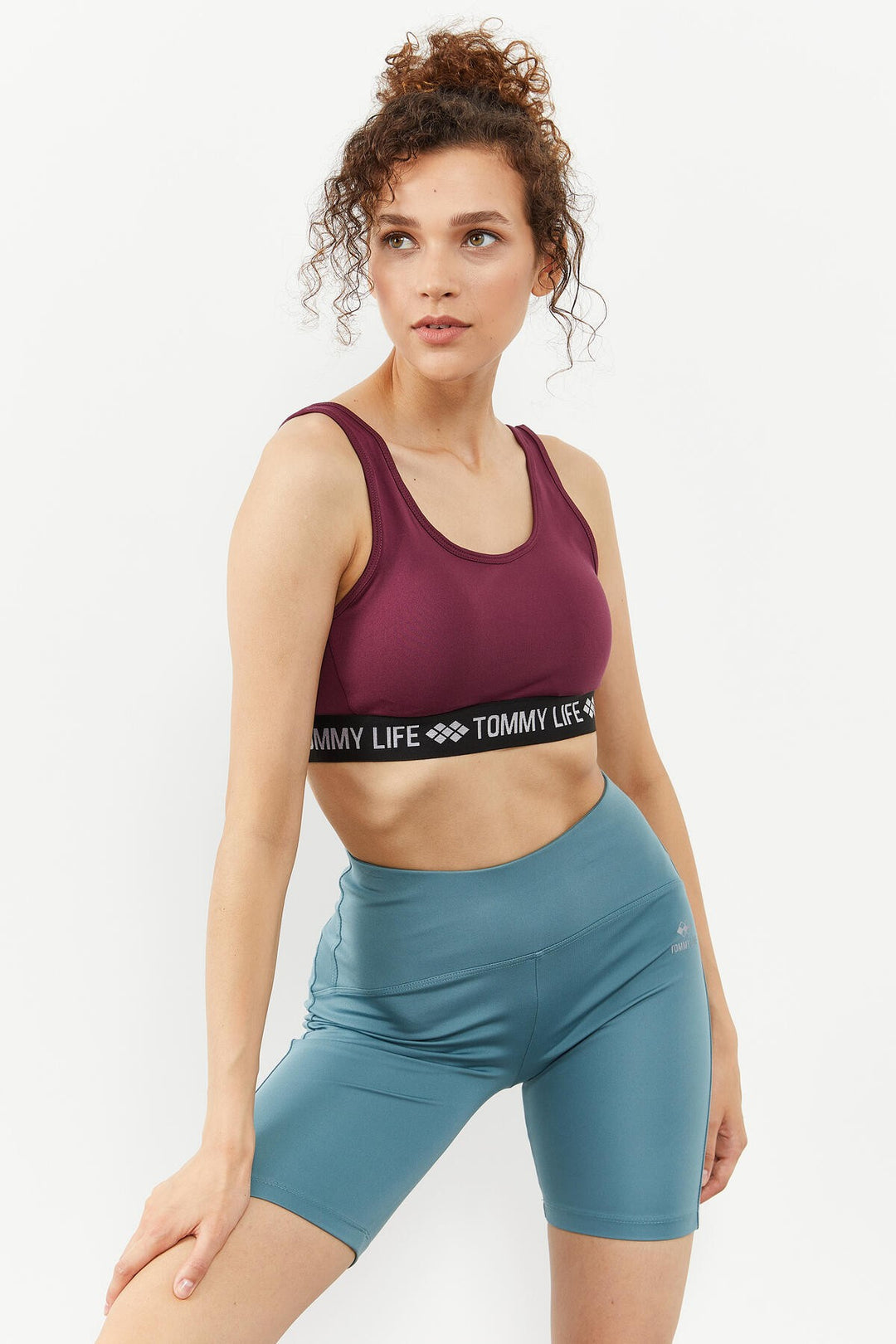 TMY Burgundy Striped Standard Mold U Neck Women's Sports Bustier - 97113 - Playa Vicente