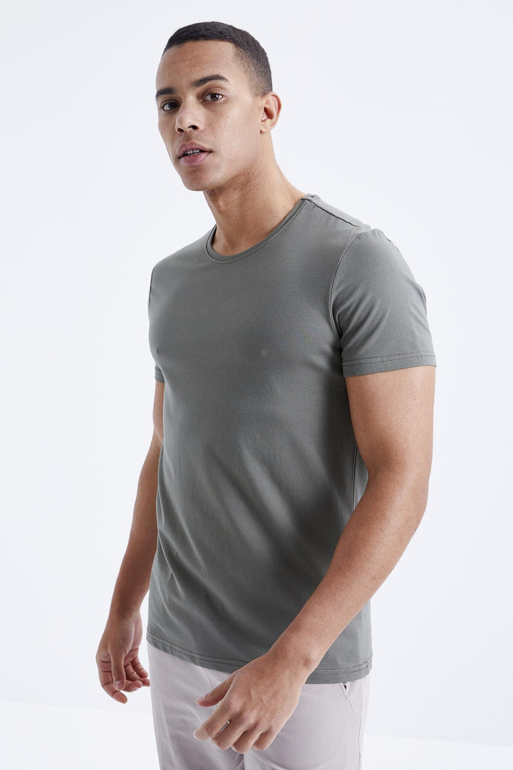 TMY Çağla Men's Basic Short Sleeve Standard Fit O Neck T-shirt - 87911 - Durango