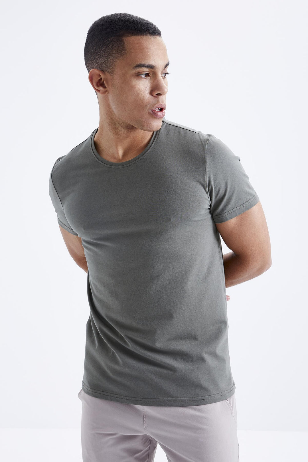 TMY Çağla Men's Basic Short Sleeve Standard Fit O Neck T-shirt - 87911 - Durango