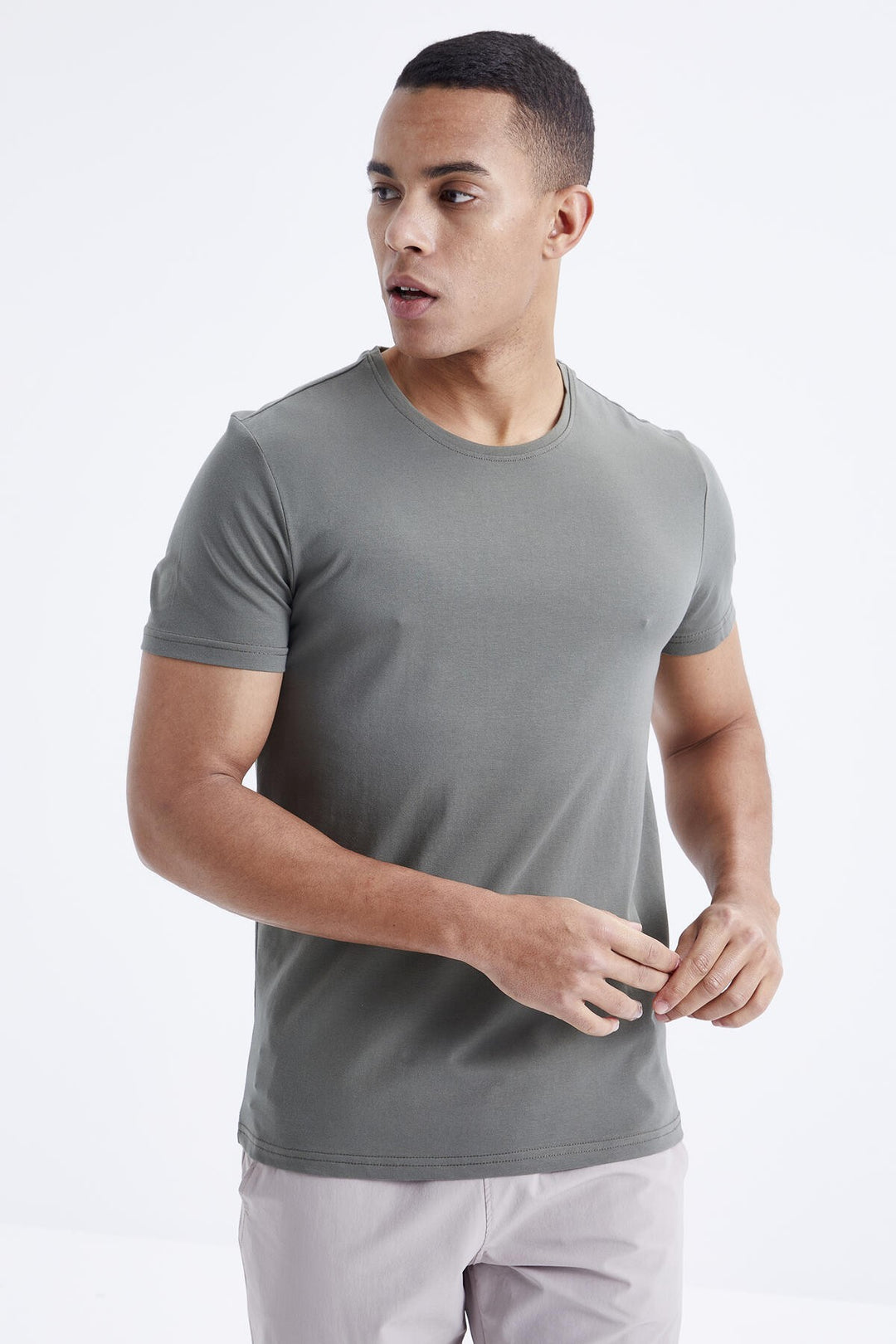 TMY Çağla Men's Basic Short Sleeve Standard Fit O Neck T-shirt - 87911 - Durango