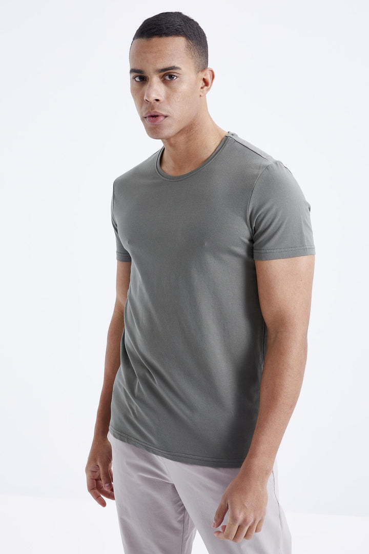 TMY Çağla Men's Basic Short Sleeve Standard Fit O Neck T-shirt - 87911 - Durango