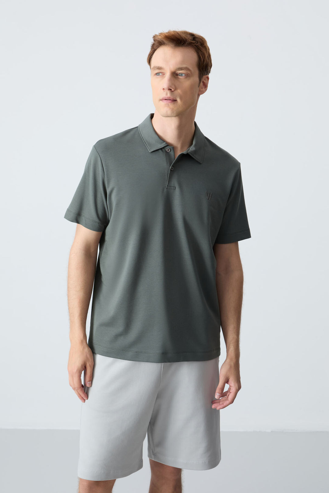 TMY Çağla Basic Chest Logo Standard Fit Knit Polo Neck Men's T-Shirt - 87768 - Seregno