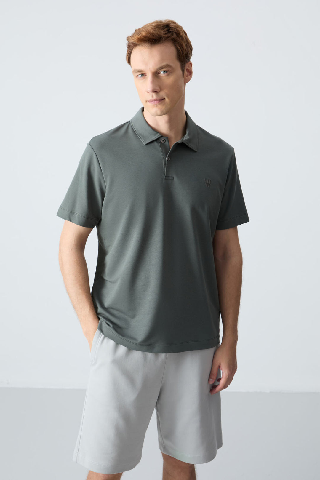 TMY Çağla Basic Chest Logo Standard Fit Knit Polo Neck Men's T-Shirt - 87768 - Seregno