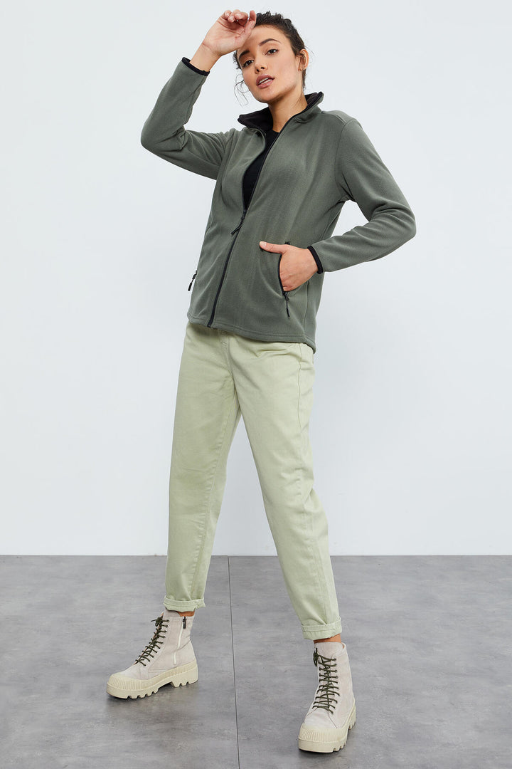 TMY Çağla Slim Fit Zippered Comfortable Women's Polar Sweatshirt - 97173 - Oklahoma City