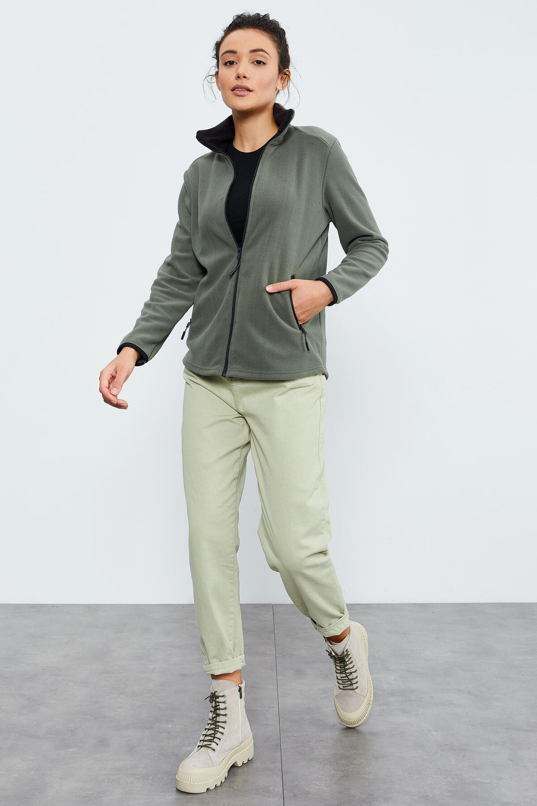 TMY Çağla Slim Fit Zippered Comfortable Women's Polar Sweatshirt - 97173 - Oklahoma City