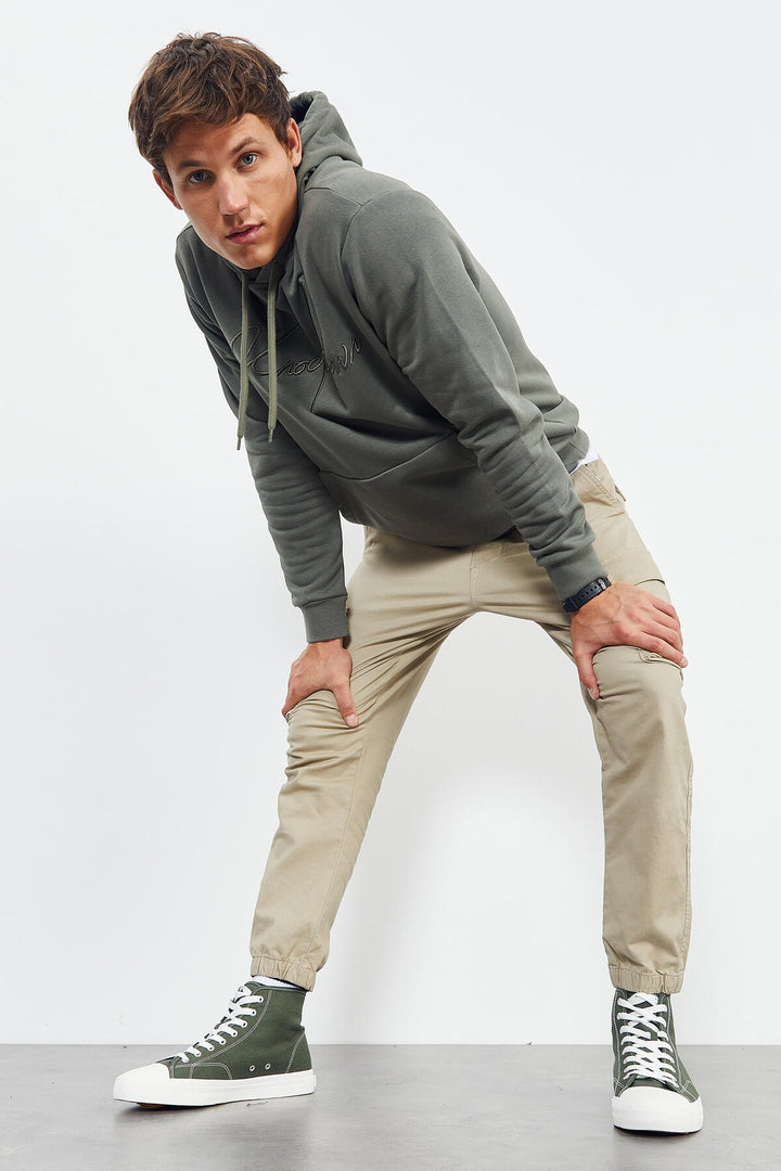 TMY Çağla Handwriting Embroidered Hooded Comfort Fit Men's Sweatshirt - 88007 - Bridgwater