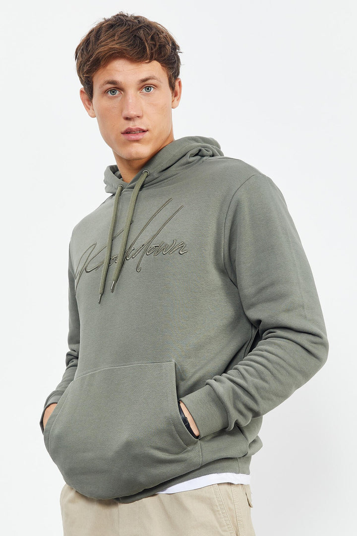 TMY Çağla Handwriting Embroidered Hooded Comfort Fit Men's Sweatshirt - 88007 - Bridgwater