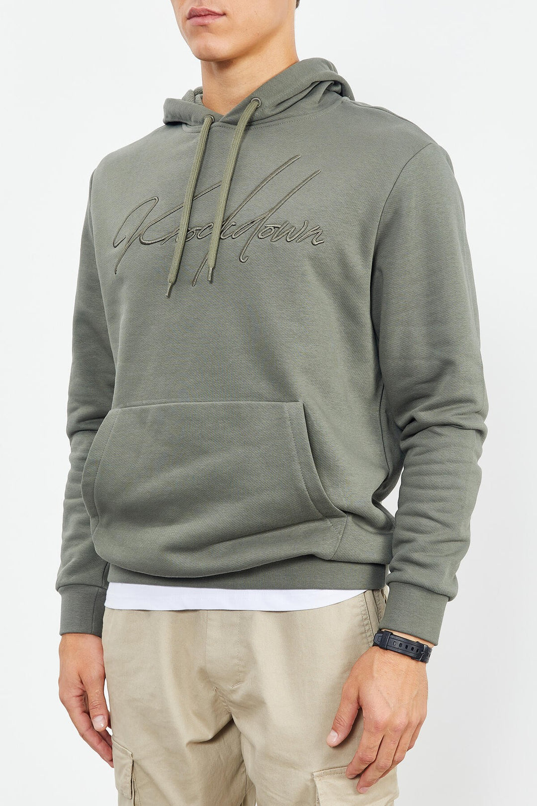 TMY Çağla Handwriting Embroidered Hooded Comfort Fit Men's Sweatshirt - 88007 - Bridgwater