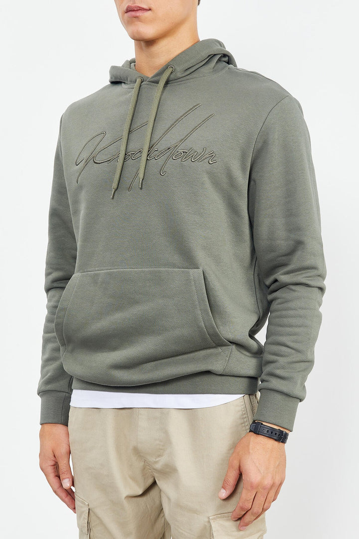 TMY Çağla Handwriting Embroidered Hooded Comfort Fit Men's Sweatshirt - 88007 - Bridgwater