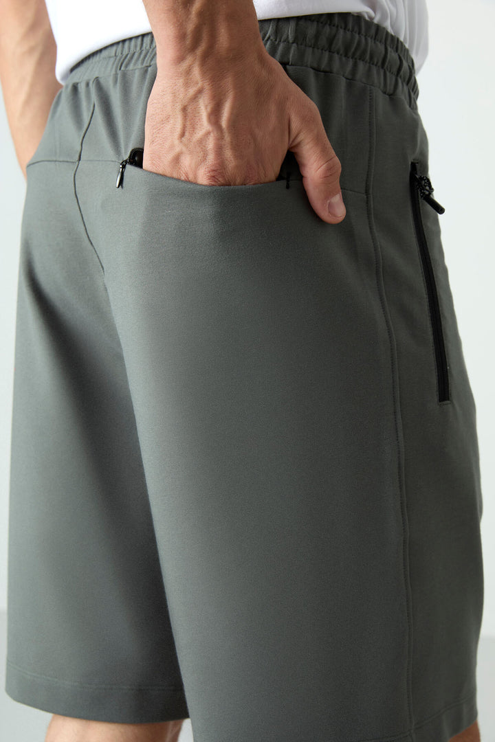 TMY Çağla Hidden Zipper Back Pocket Drawstring Standard Fit Men's Shorts - 81136 - Renton