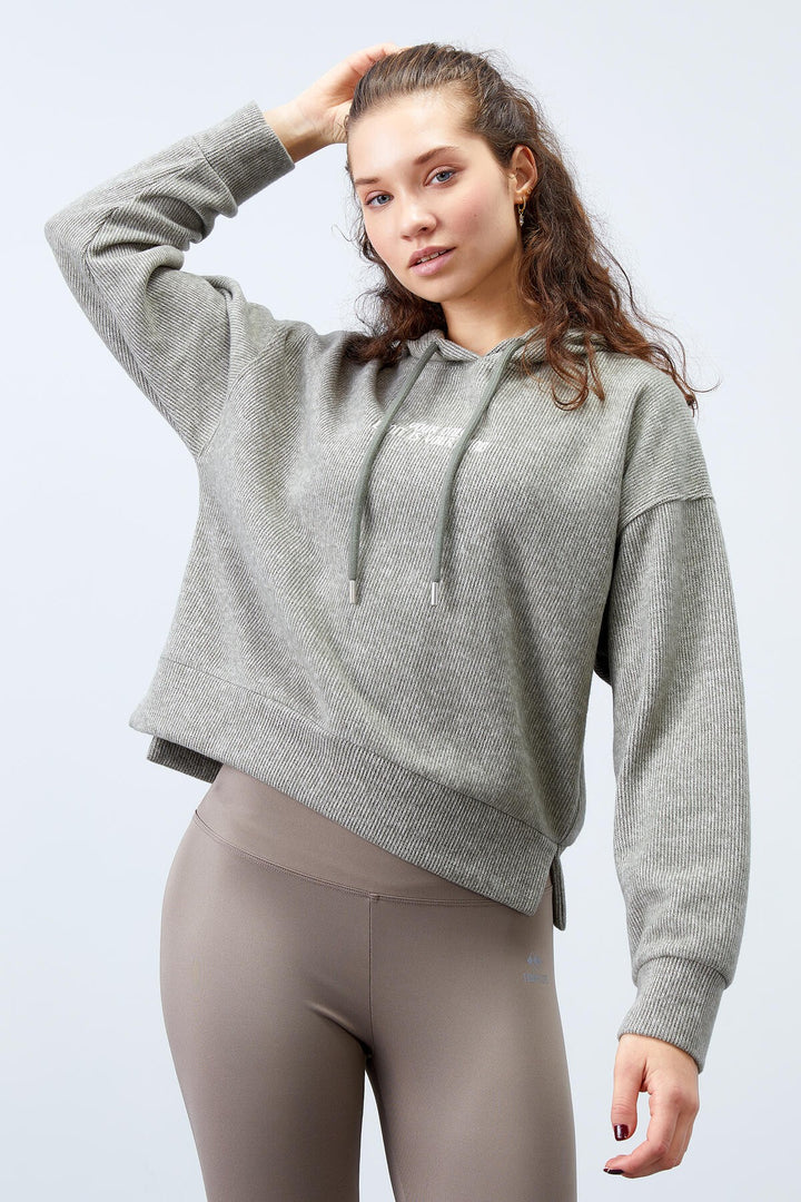 TMY Çağla Hooded Thessaloniki Woman Oversize Sweatshirt with Embroidered Writing - 97192 - Warner Robins