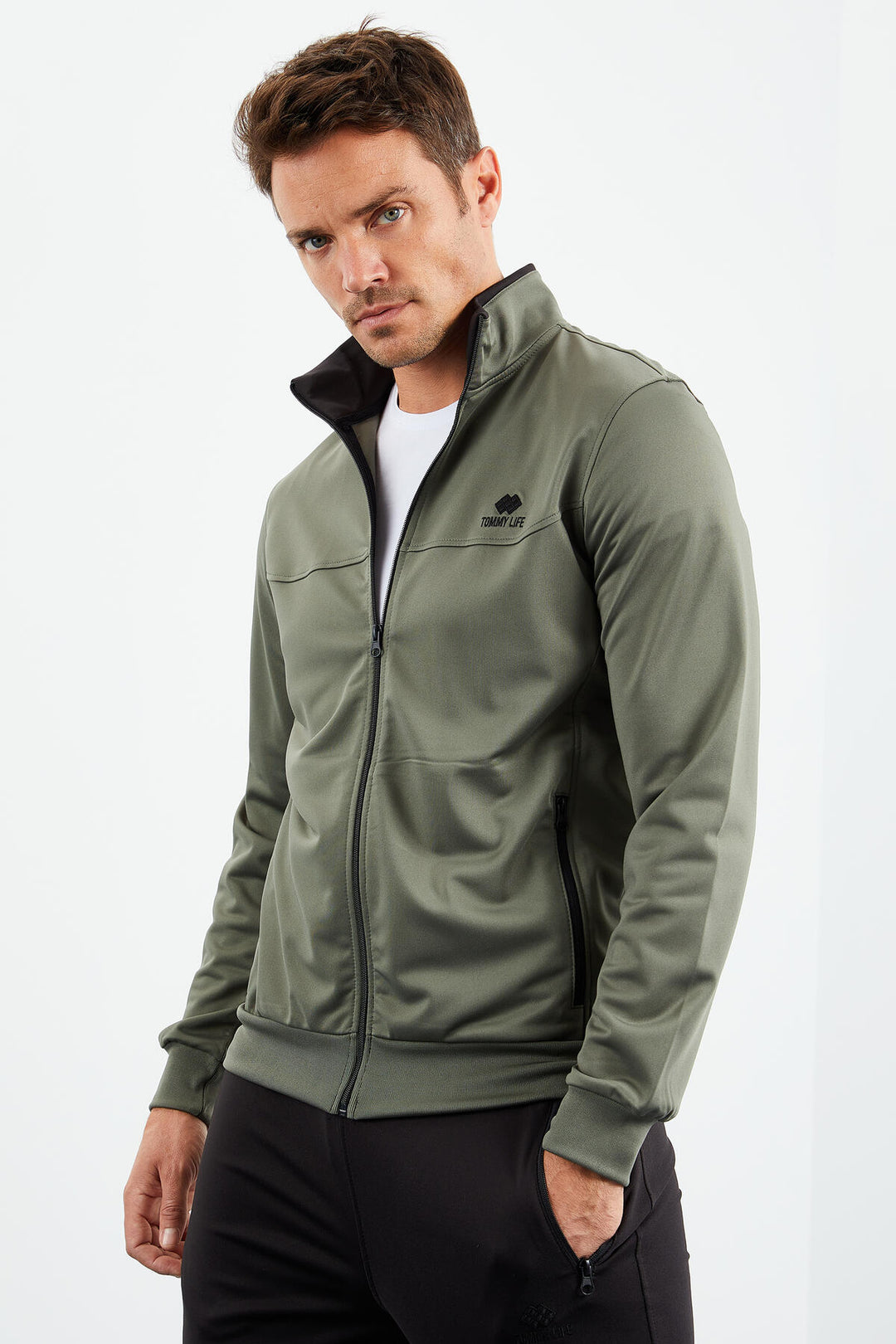 TMY Çağla - Black High Neck Zippered Standard Fit Classic Cuff Men's Tracksuit - 85162 - Kamp-Lintfort