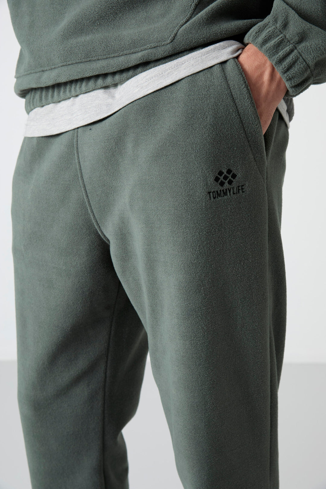TMY Çağla Half Zip Stand Collar Elastic Cuff Polar Men's Tracksuit - 85159 - Oak Park