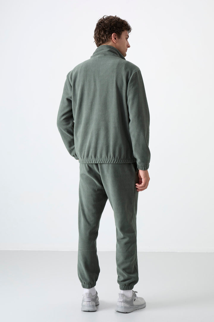 TMY Çağla Half Zip Stand Collar Elastic Cuff Polar Men's Tracksuit - 85159 - Oak Park
