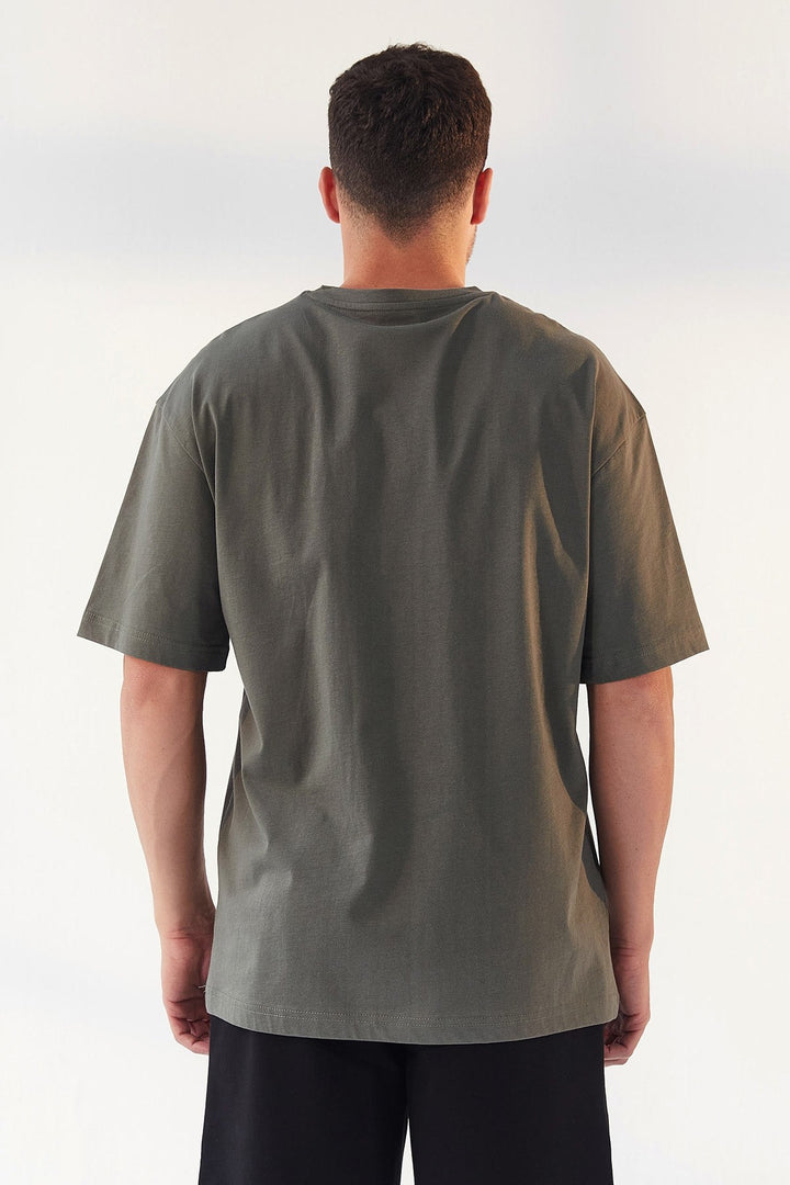 TMY Çağla Printed O Neck Men's Oversize T-Shirt - 87984 - Fountainebleau