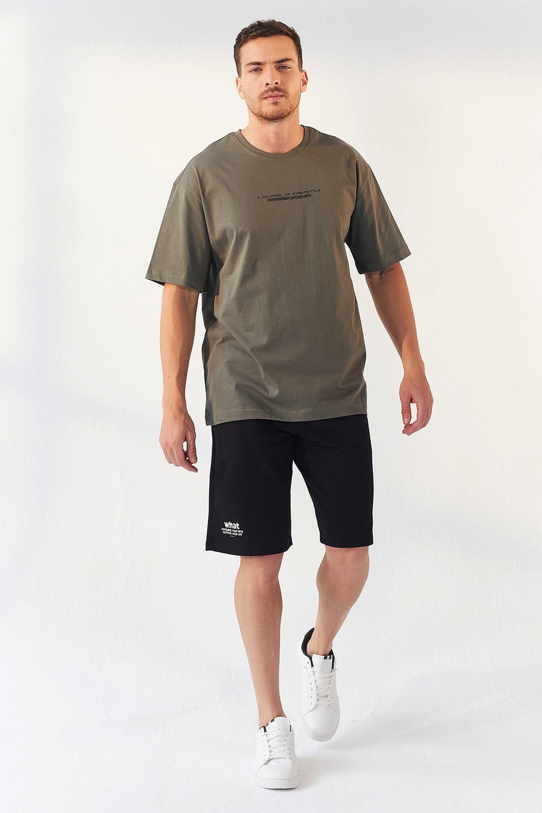 TMY Çağla Printed O Neck Men's Oversize T-Shirt - 87984 - Fountainebleau