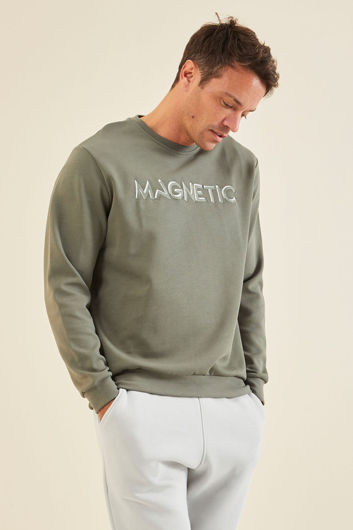 TMY Çağla Summer Embroidered O Neck Comfort Fit Men's Sweatshirt - 88020 - Piscataway