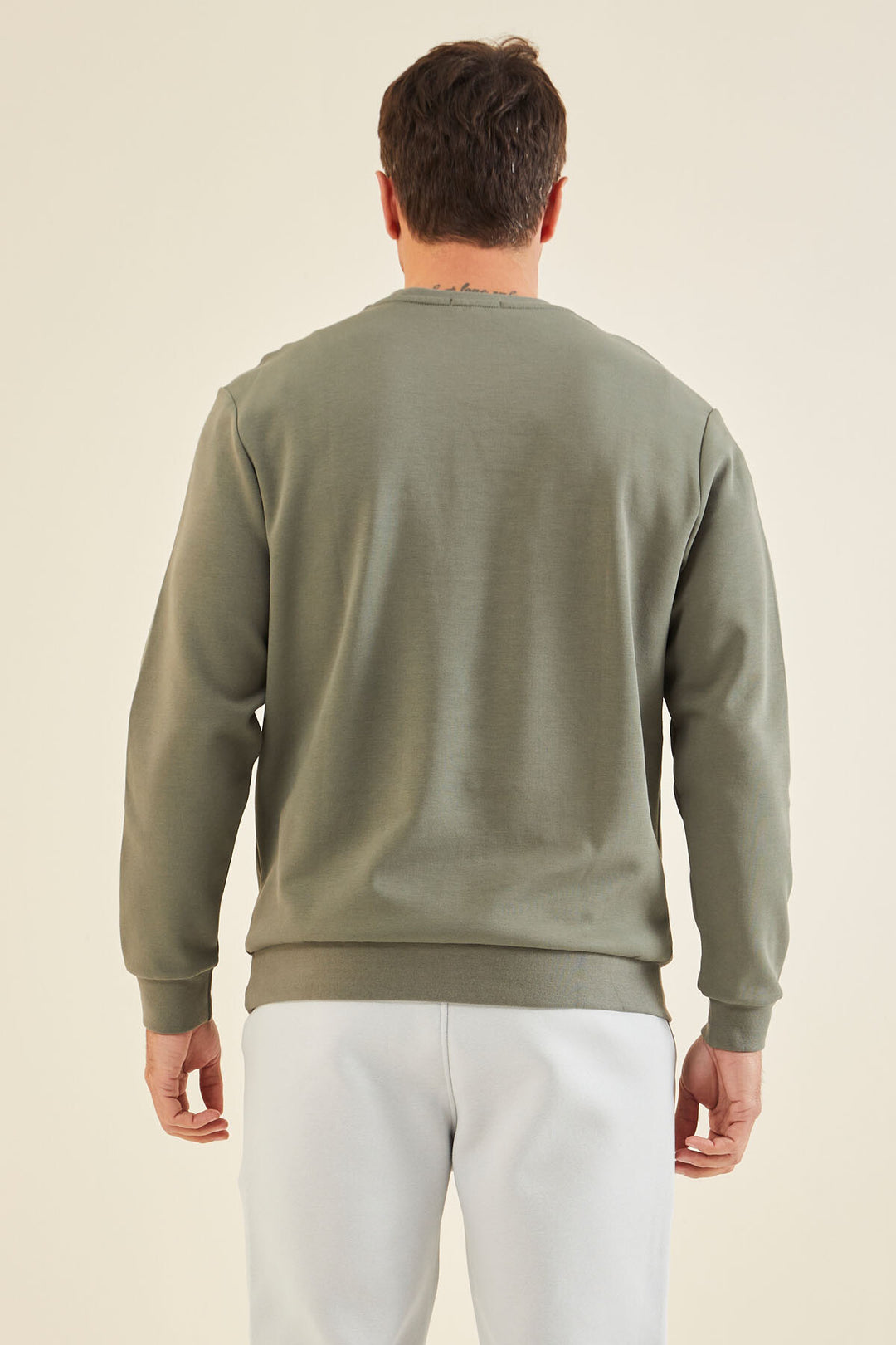 TMY Çağla Summer Embroidered O Neck Comfort Fit Men's Sweatshirt - 88020 - Piscataway
